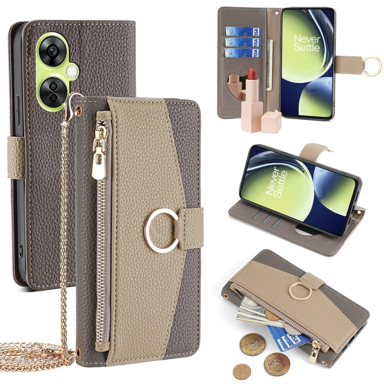 For OnePlus Nord CE 3 Lite 5G Crossbody Litchi Texture Leather Phone Case(Grey)