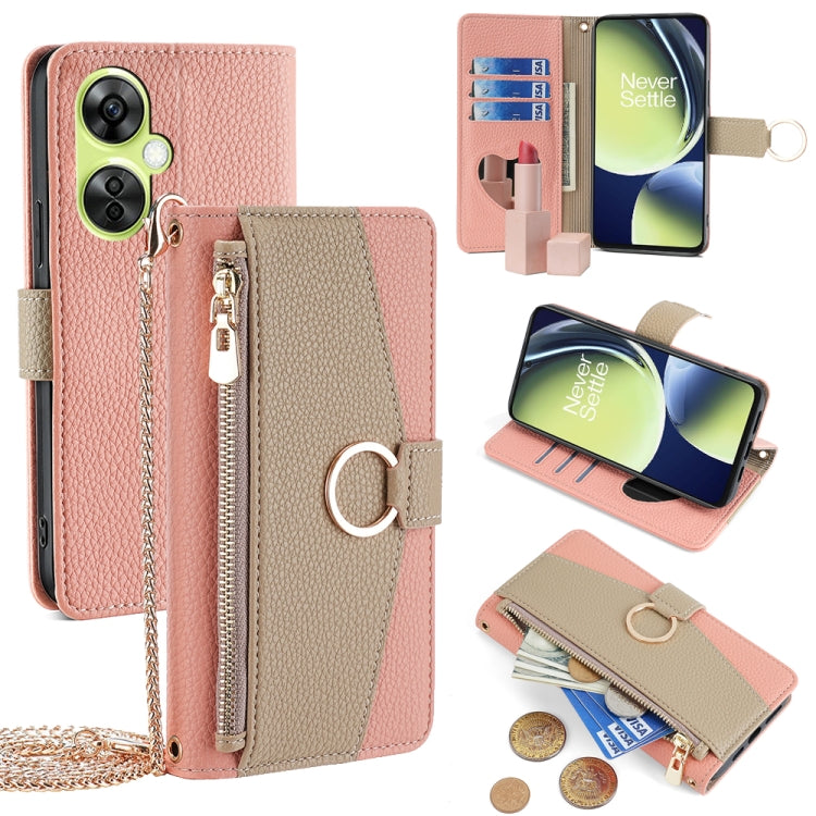 For OnePlus Nord CE 3 Lite 5G Crossbody Litchi Texture Leather Phone Case(Pink)