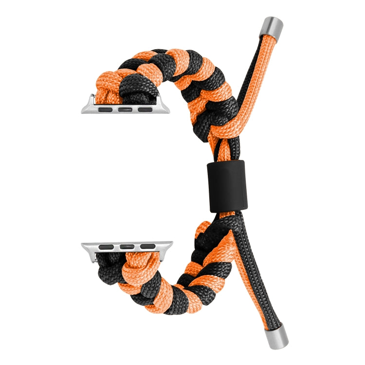 For Apple Watch Ultra 49mm Paracord Fishtail Braided Silicone Bead Watch Band(Black Orange)