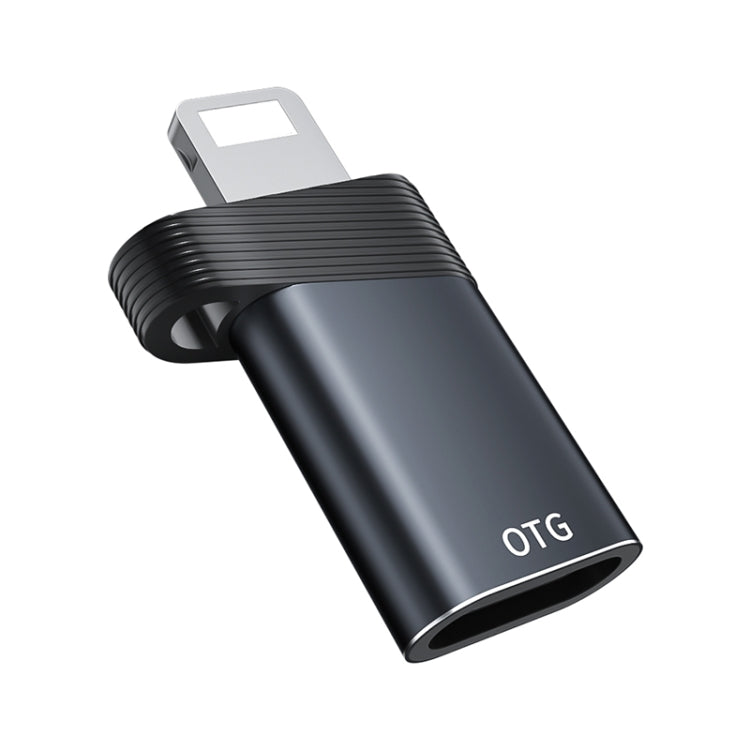 ADS-616B 8 Pin Male to USB-C/Type-C Female OTG Adapter(Gun Grey)
