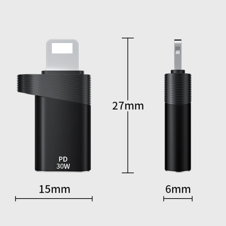 ADS-616A PD 30W 8 Pin Male to USB-C/Type-C Female Adapter(Gun Grey)