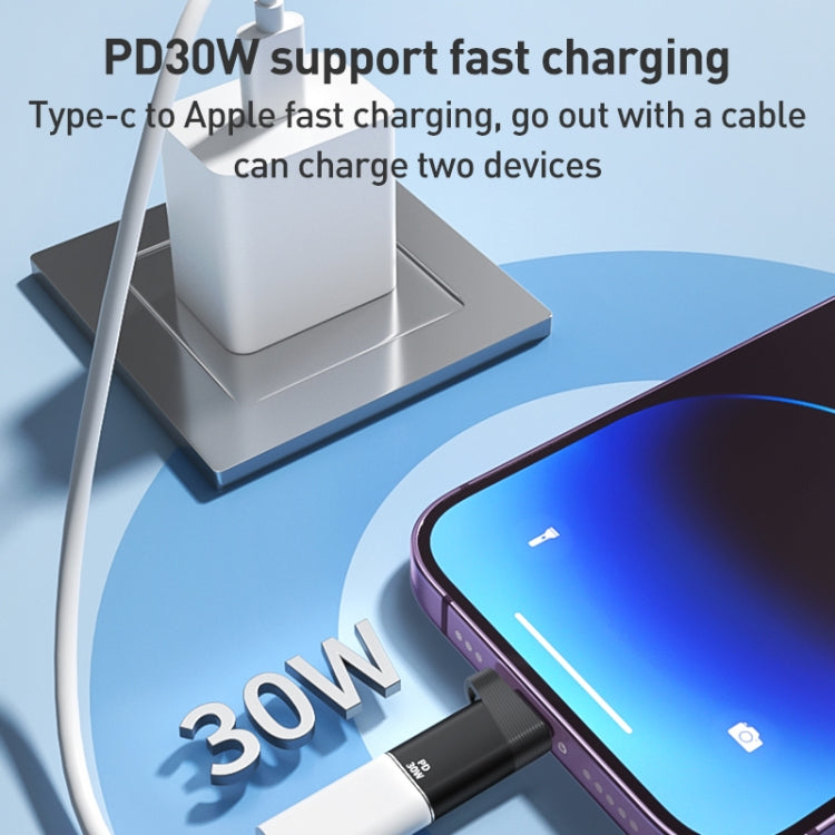 ADS-616A PD 30W 8 Pin Male to USB-C/Type-C Female Adapter(Gun Grey)