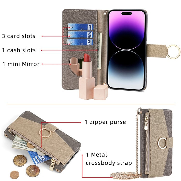 For Google Pixel 8a Crossbody Litchi Texture Leather Phone Case(Grey) - Google Cases by PMC Jewellery | Online Shopping South Africa | PMC Jewellery | Buy Now Pay Later Mobicred