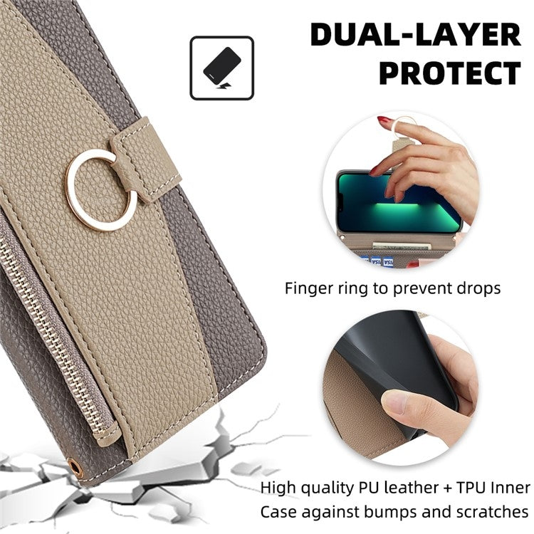 For Google Pixel 8a Crossbody Litchi Texture Leather Phone Case(Grey) - Google Cases by PMC Jewellery | Online Shopping South Africa | PMC Jewellery | Buy Now Pay Later Mobicred