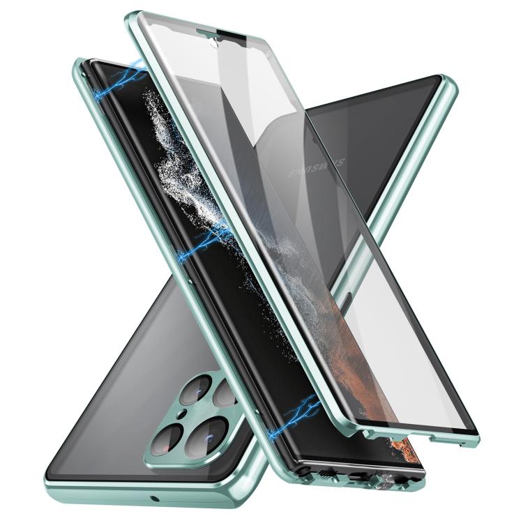 For Samsung Galaxy S25 Ultra 5G HD Full Cover Magnetic Metal Tempered Glass Phone Case(Green)