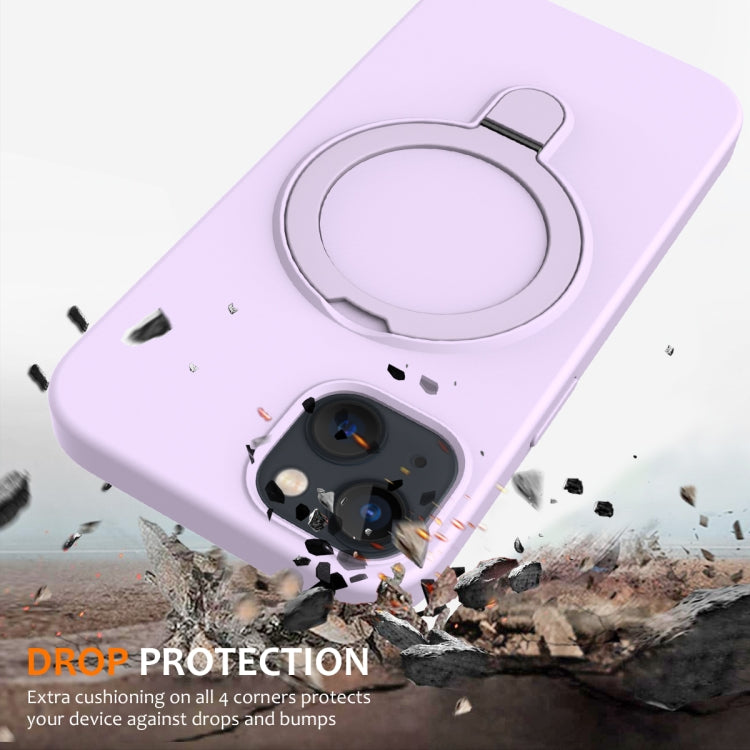 For iPhone 13 MagSafe Magnetic Liquid Silicone Phone Case with Ring Holder(Lilac Purple) - iPhone 13 Cases by PMC TechLife | Online Shopping South Africa | PMC TechLife