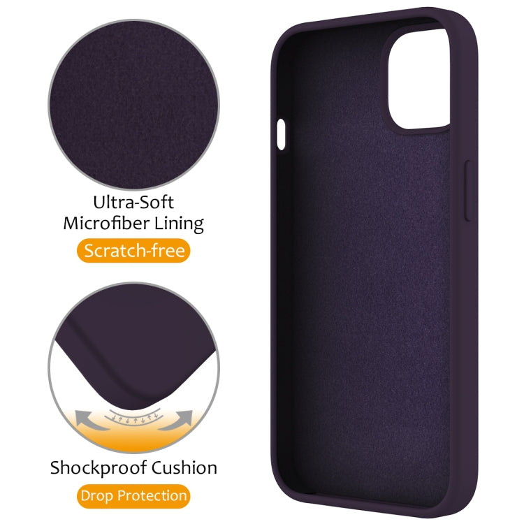 For iPhone 15 Plus MagSafe Magnetic Liquid Silicone Phone Case with Ring Holder(Purple)