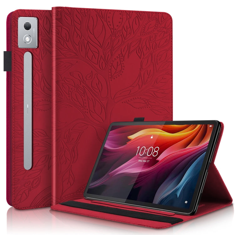 For Lenovo Tab P12 / Xiaoxin Pad Pro 12.7 2025 Life Tree Series Horizontal Flip Leather Tablet Case(Red)