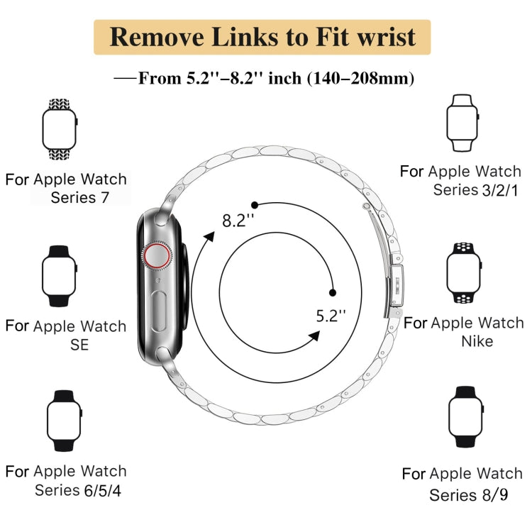 For Apple Watch Series 4 40mm Slim Seven Bead Slingshot Buckle Metal Watch Band(Silver)