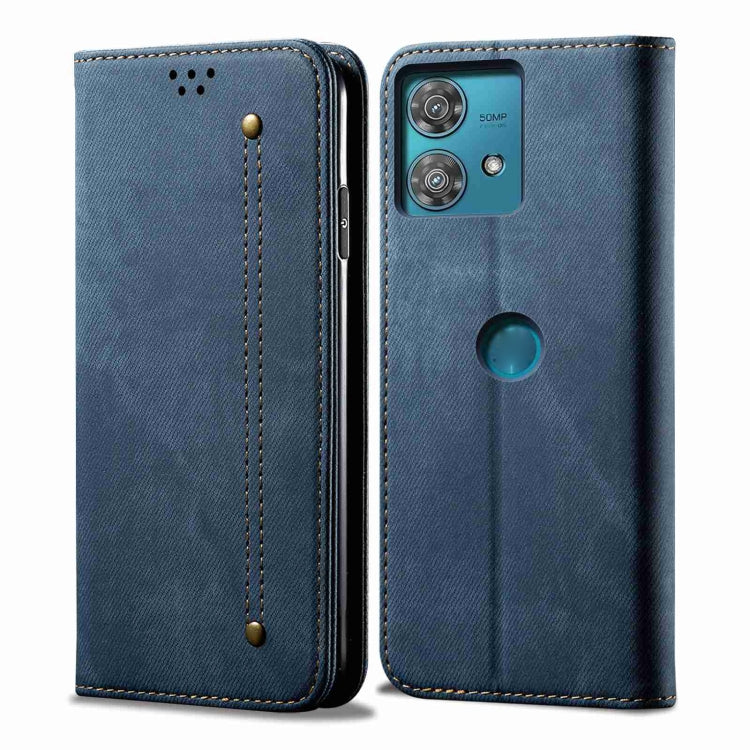 For Motorola Edge 40 Neo Denim Texture Flip Leather Phone Case(Blue)