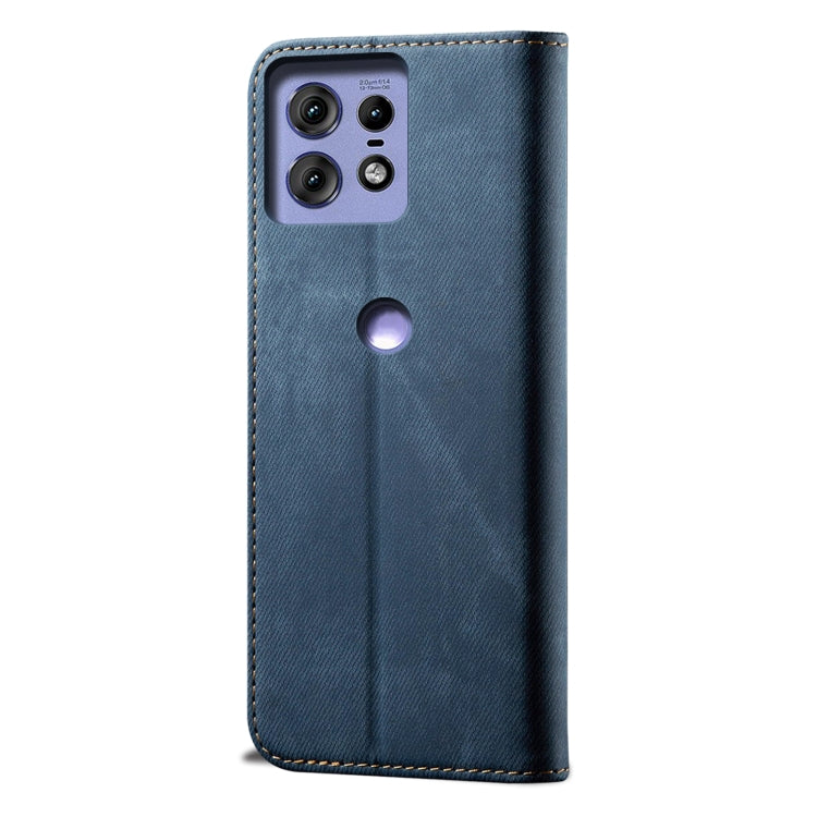 For Motorola Edge 50 Pro 5G Denim Texture Flip Leather Phone Case(Blue)