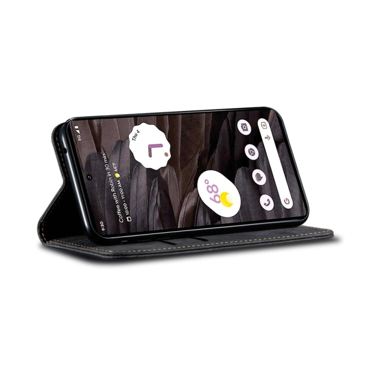 For Motorola Edge 50 Fusion Denim Texture Flip Leather Phone Case(Black)