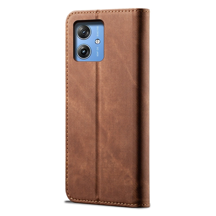 For Motorola Moto G54 Power 5G Denim Texture Flip Leather Phone Case(Brown)