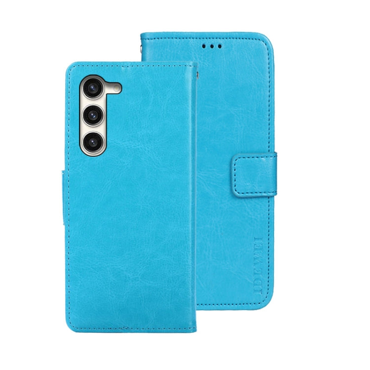 For Samsung Galaxy S24 5G idewei Crazy Horse Texture Leather Phone Case(Sky Blue)