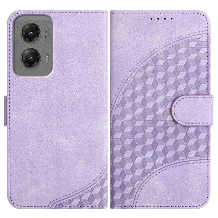 For Motorola Moto G Stylus 5G 2024 YX0060 Elephant Head Embossed Phone Leather Case with Lanyard(Light Purple)