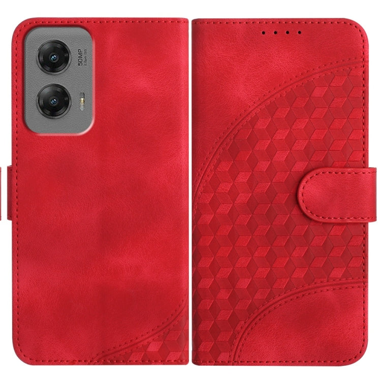 For Motorola Moto G Stylus 5G 2024 YX0060 Elephant Head Embossed Phone Leather Case with Lanyard(Red)