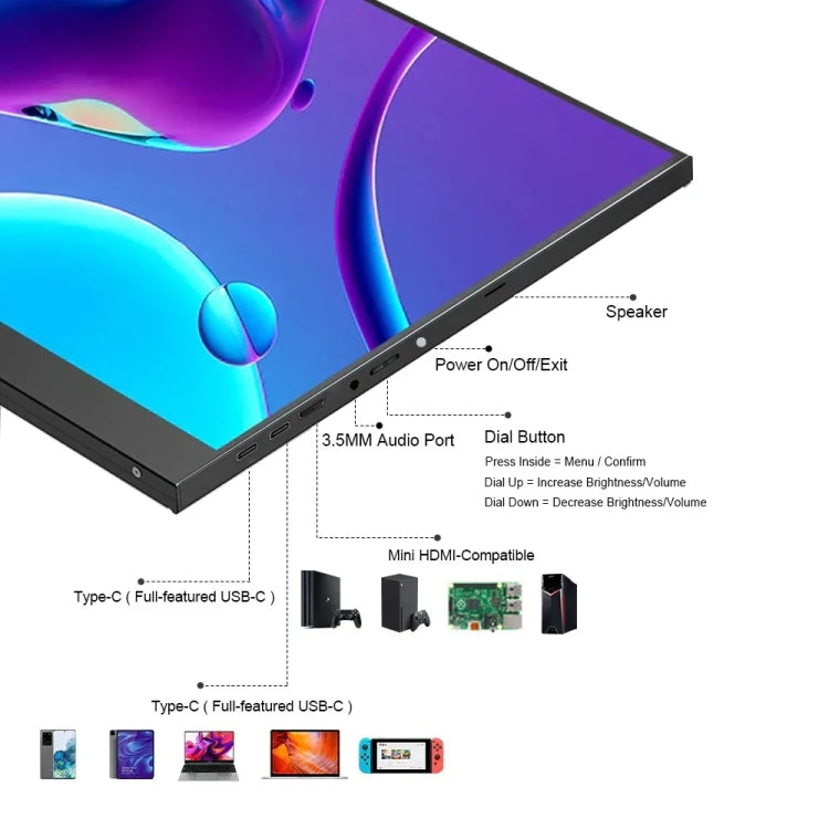 18 inch HDR 2560x1600P IPS Screen Portable Monitor(US Plug) - LCD Monitors by PMC Jewellery | Online Shopping South Africa | PMC Jewellery | Buy Now Pay Later Mobicred
