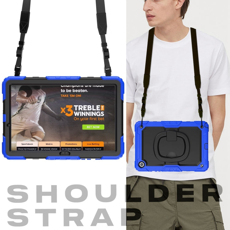 For Samsung Galaxy Tab A9+ Handle Silicone Hydric PC Tablet Case with Shoulder Strap(Dark Blue) - Galaxy Tab A9+ by PMC TechLife | Online Shopping South Africa | PMC TechLife