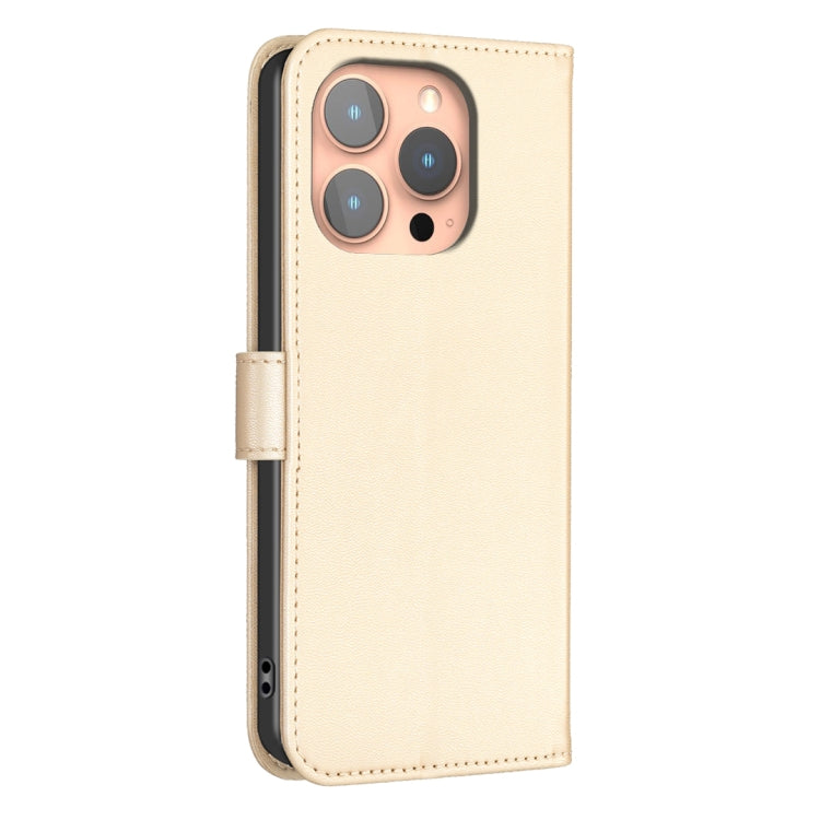 For iPhone 16 Pro Four-leaf Embossed Leather Phone Case(Gold)