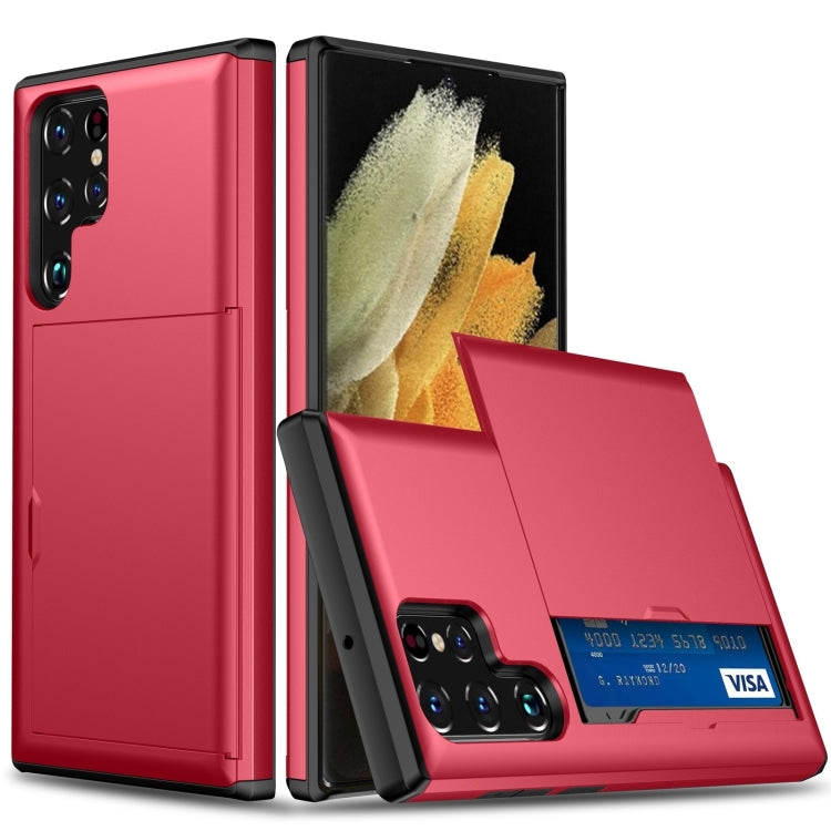 For Samsung Galaxy S24 Ultra 5G Shockproof Armor Phone Case with Card Slot(Red)