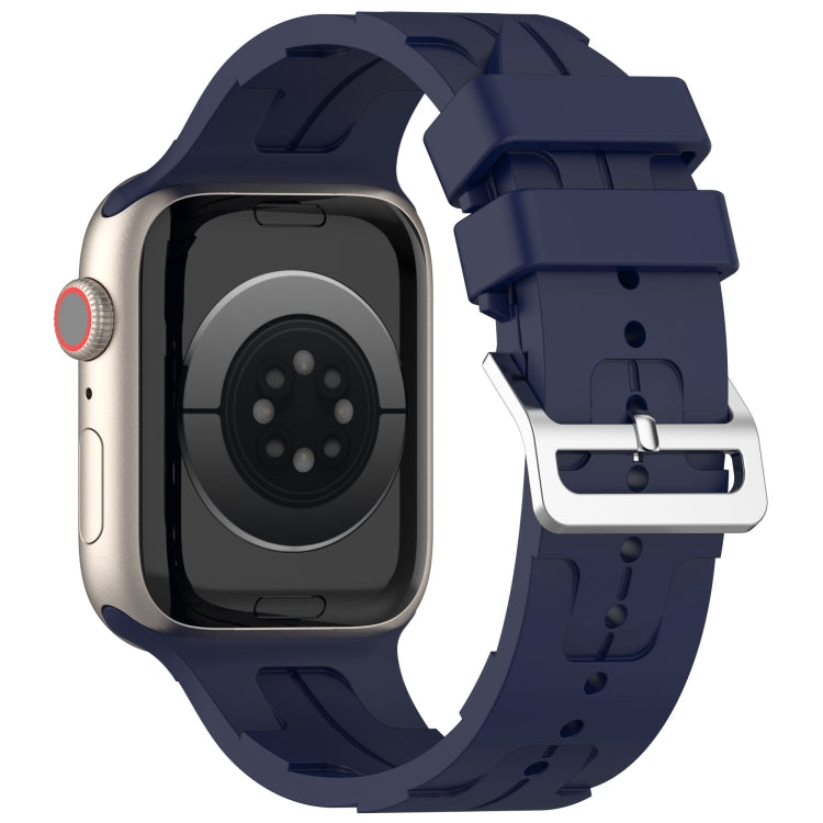 For Apple Watch SE 40mm H Texture Silicone Ladder Buckle Watch Band(Midnight)