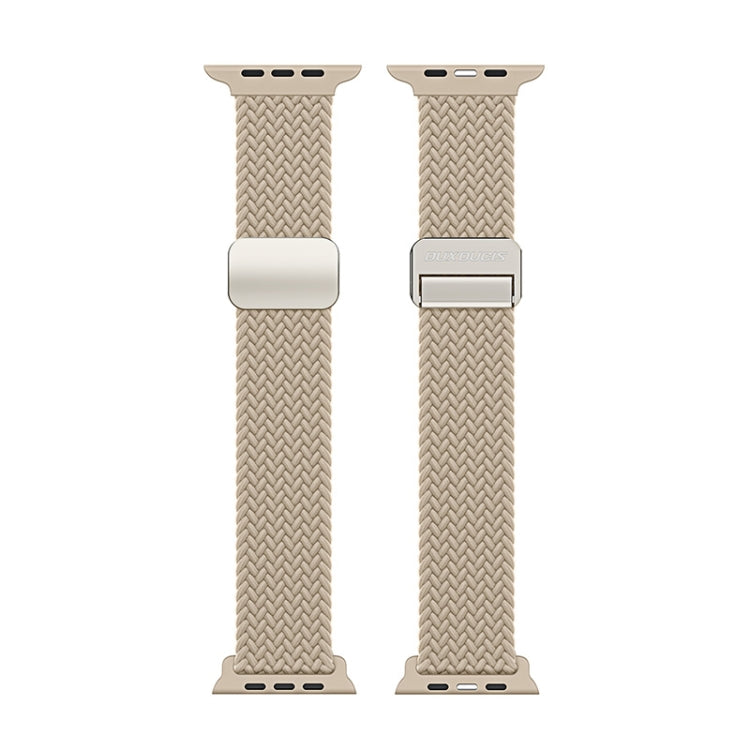 For Apple Watch SE 2023 44mm DUX DUCIS Mixture Pro Series Magnetic Buckle Nylon Braid Watch Band(Beige)