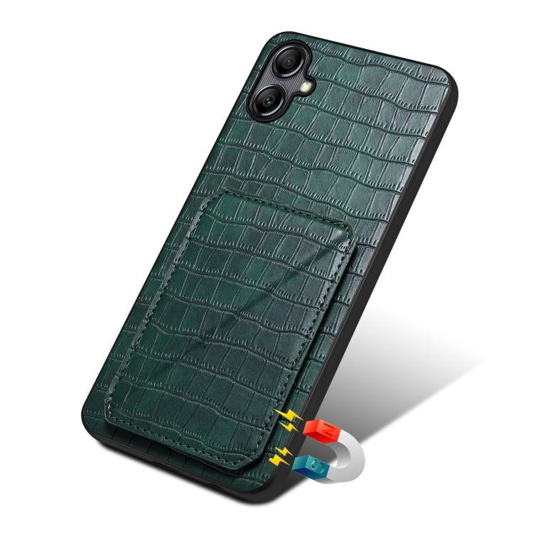 For Samsung Galaxy S24 Ultra 5G Denior Imitation Crocodile Leather Back Phone Case with Holder(Green)
