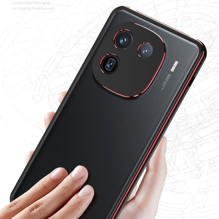 For vivo iQOO 12 Aurora Series Lens Protector + Metal Frame Phone Case(Black Blue) - iQOO 12 Cases by PMC TechLife | Online Shopping South Africa | PMC TechLife