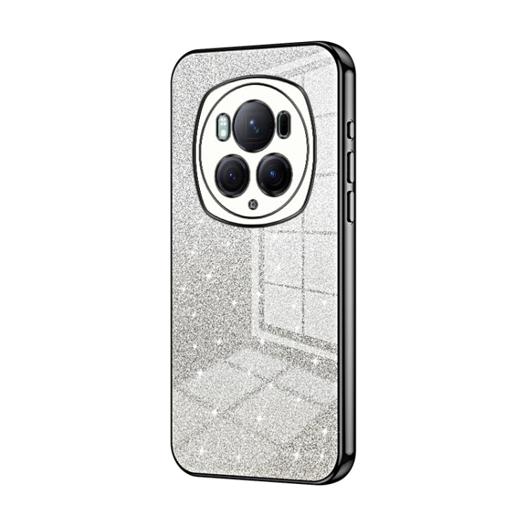 For Honor Magic6 Pro Gradient Glitter Powder Electroplated Phone Case(Black)