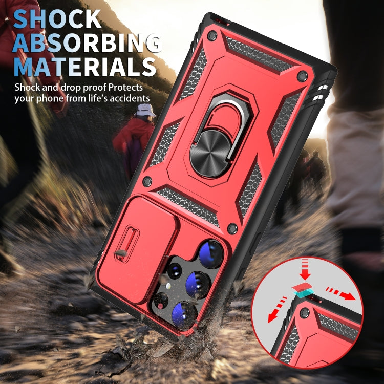 For Samsung Galaxy S24 Ultra 5G Sliding Camshield TPU + PC Phone Case with Holder(Red+Black) - Galaxy S24 Ultra 5G Cases by PMC TechLife | Online Shopping South Africa | PMC TechLife
