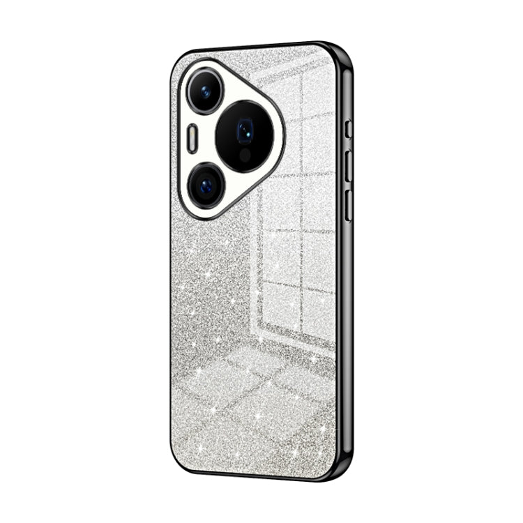 For Huawei Pura 70 Pro Gradient Glitter Powder Electroplated Phone Case(Black)
