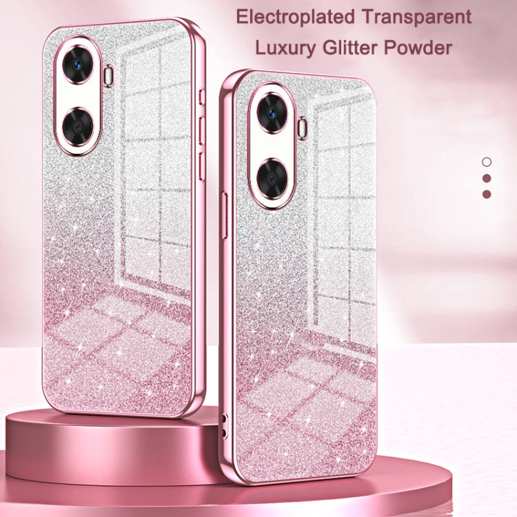 For Huawei Pura 70 Ultra Gradient Glitter Powder Electroplated Phone Case(Pink)