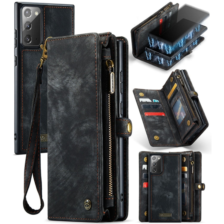 For Samsung Galaxy Note20 CaseMe-008 Detachable Multifunctional Horizontal Flip Leather Case with Card Slot & Holder & Zipper Wallet & Photo Frame(Black)