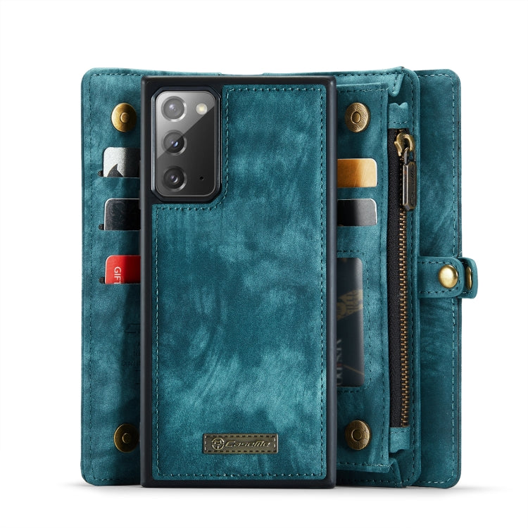 For Samsung Galaxy Note20 CaseMe-008 Detachable Multifunctional Horizontal Flip Leather Case with Card Slot & Holder & Zipper Wallet & Photo Frame(Blue)