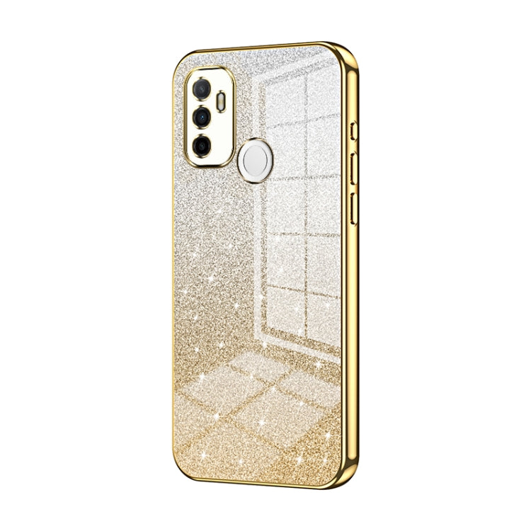 For OPPO A53 2020 / A32 / A11s Gradient Glitter Powder Electroplated Phone Case(Gold)