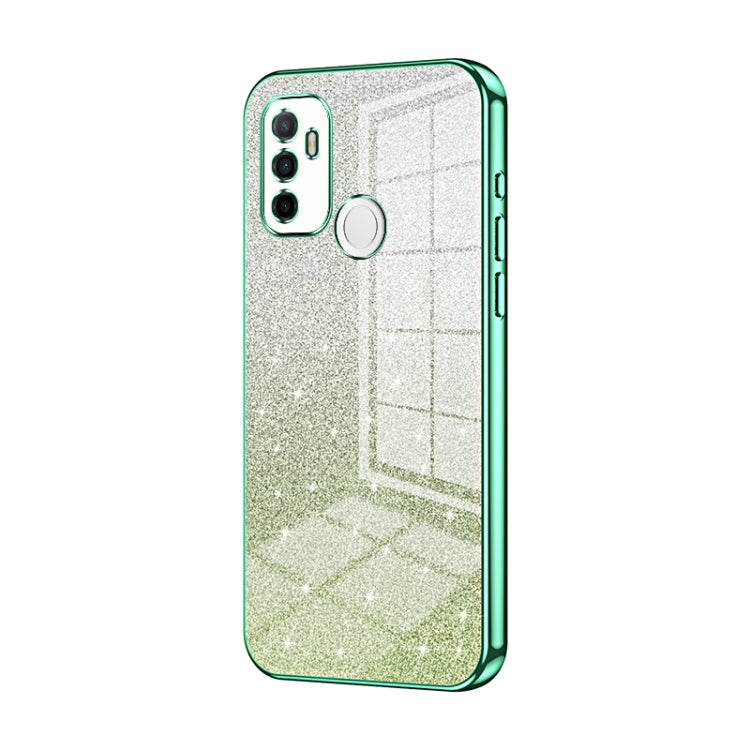 For OPPO A53 2020 / A32 / A11s Gradient Glitter Powder Electroplated Phone Case(Green)
