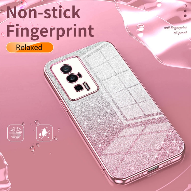 For Xiaomi Mi 10 Lite 5G Gradient Glitter Powder Electroplated Phone Case(Gold)