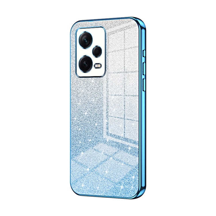 For Xiaomi Redmi Note 12 Pro+ Gradient Glitter Powder Electroplated Phone Case(Blue)