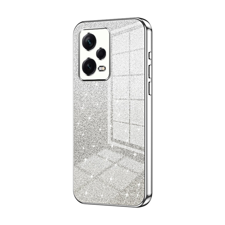 For Xiaomi Redmi Note 12 Pro+ Gradient Glitter Powder Electroplated Phone Case(Silver)