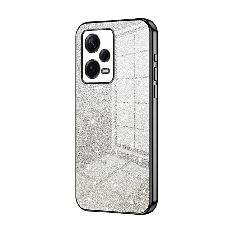 For Xiaomi Redmi Note 12 Pro+ Gradient Glitter Powder Electroplated Phone Case(Black)
