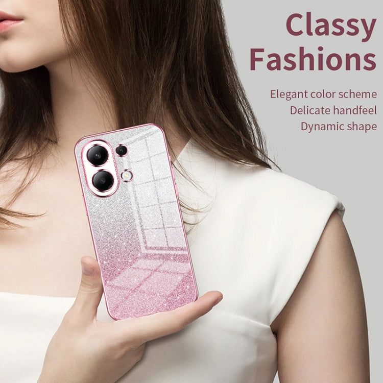 For Xiaomi Redmi 12 / Redmi Note 12R Gradient Glitter Powder Electroplated Phone Case(Transparent)