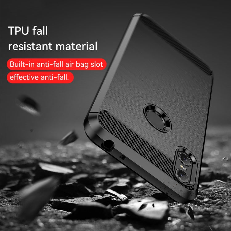For Motorola Moto One Carbon Fiber Brushed Texture TPU Phone Case(Black)