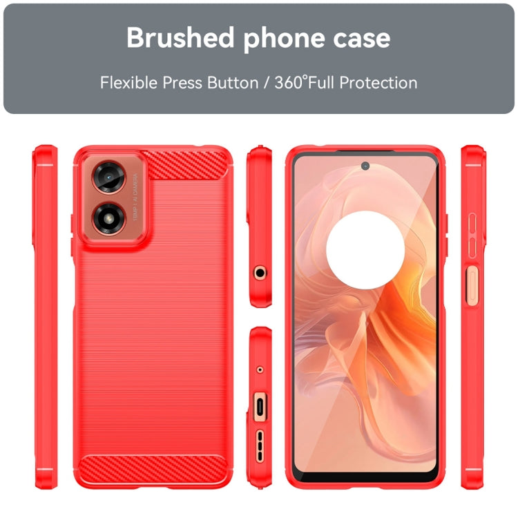 For Motorola Moto G04 Carbon Fiber Brushed Texture TPU Phone Case(Red)