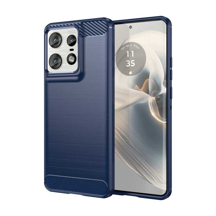 For Motorola Edge 50 Pro Carbon Fiber Brushed Texture TPU Phone Case(Blue)