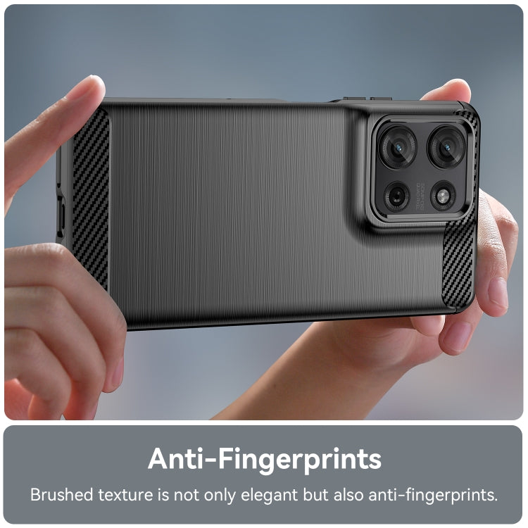 For Motorola Moto G75 5G Carbon Fiber Brushed Texture TPU Phone Case(Black)