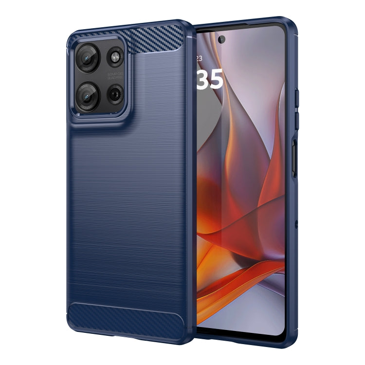 For Motorola Moto G75 5G Carbon Fiber Brushed Texture TPU Phone Case(Blue)