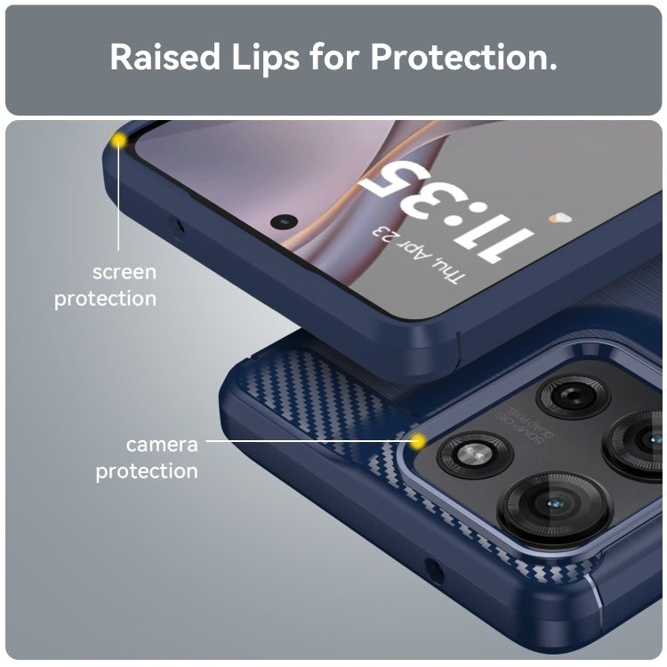 For Motorola Moto G75 5G Carbon Fiber Brushed Texture TPU Phone Case(Blue)