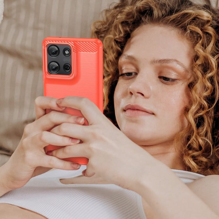 For Motorola Moto G75 5G Carbon Fiber Brushed Texture TPU Phone Case(Red) - free shipping - PMC TechLife - Order now!