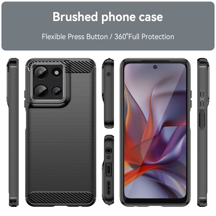 For Motorola Moto G Play 2025 Carbon Fiber Brushed Texture TPU Phone Case(Black)
