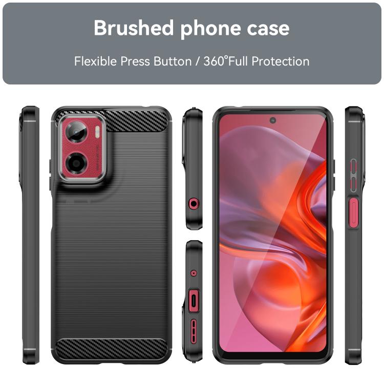 For Motorola Moto E15 Carbon Fiber Brushed Texture TPU Phone Case(Black)